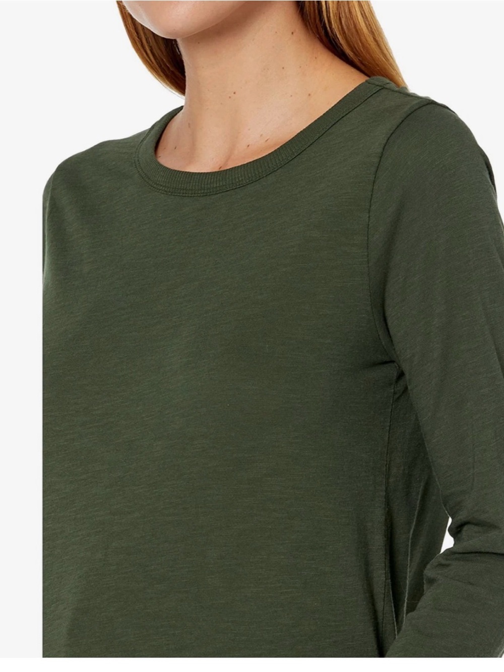 Madewell Olive Green Long Sleeve Crew Top 100% Cotton ✨ - Picture 4 of 10